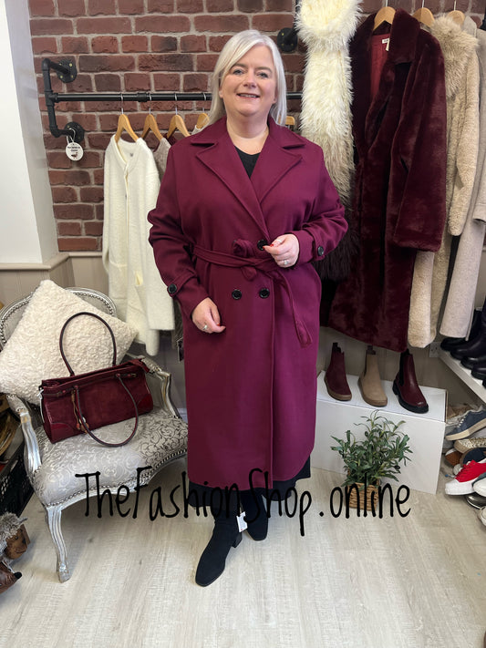 Lizzy wine double breasted trench coat 16-20