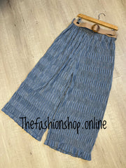 Hannah denim blue pin tuck trousers with belt 10-16