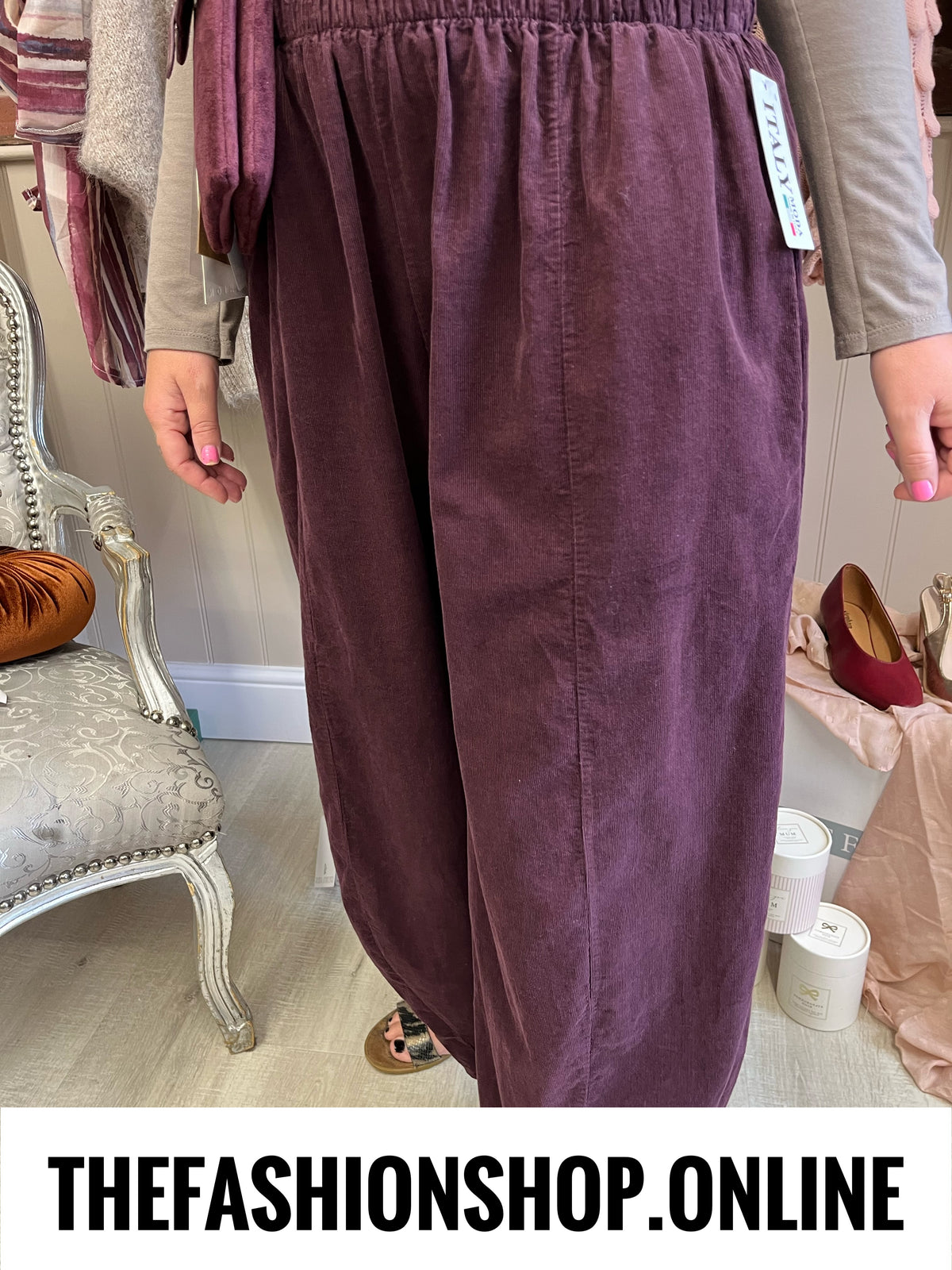 Shelby damson needle cord balloon trousers 10-18