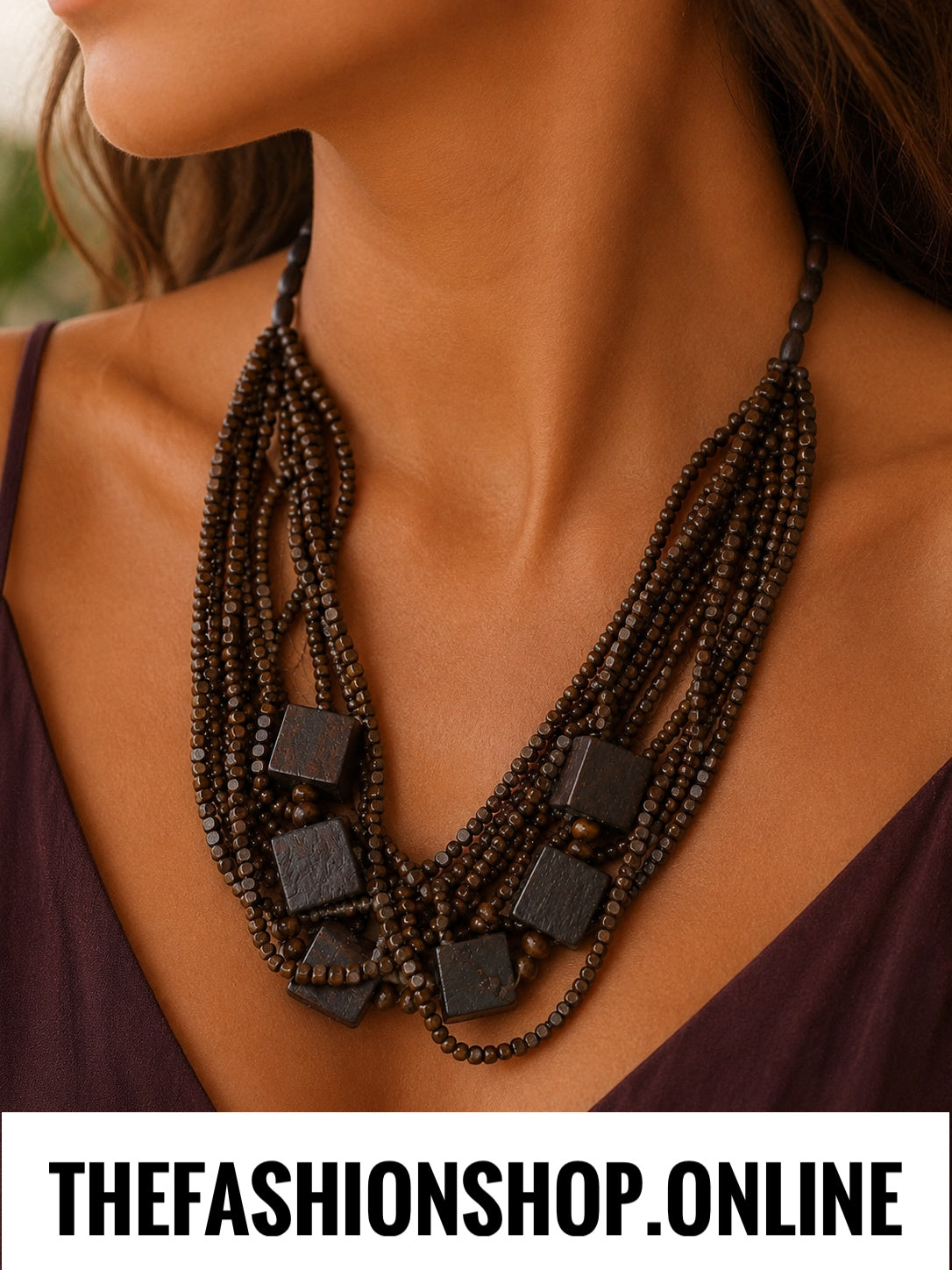 Sienna Boho Chunky Wooden Necklace