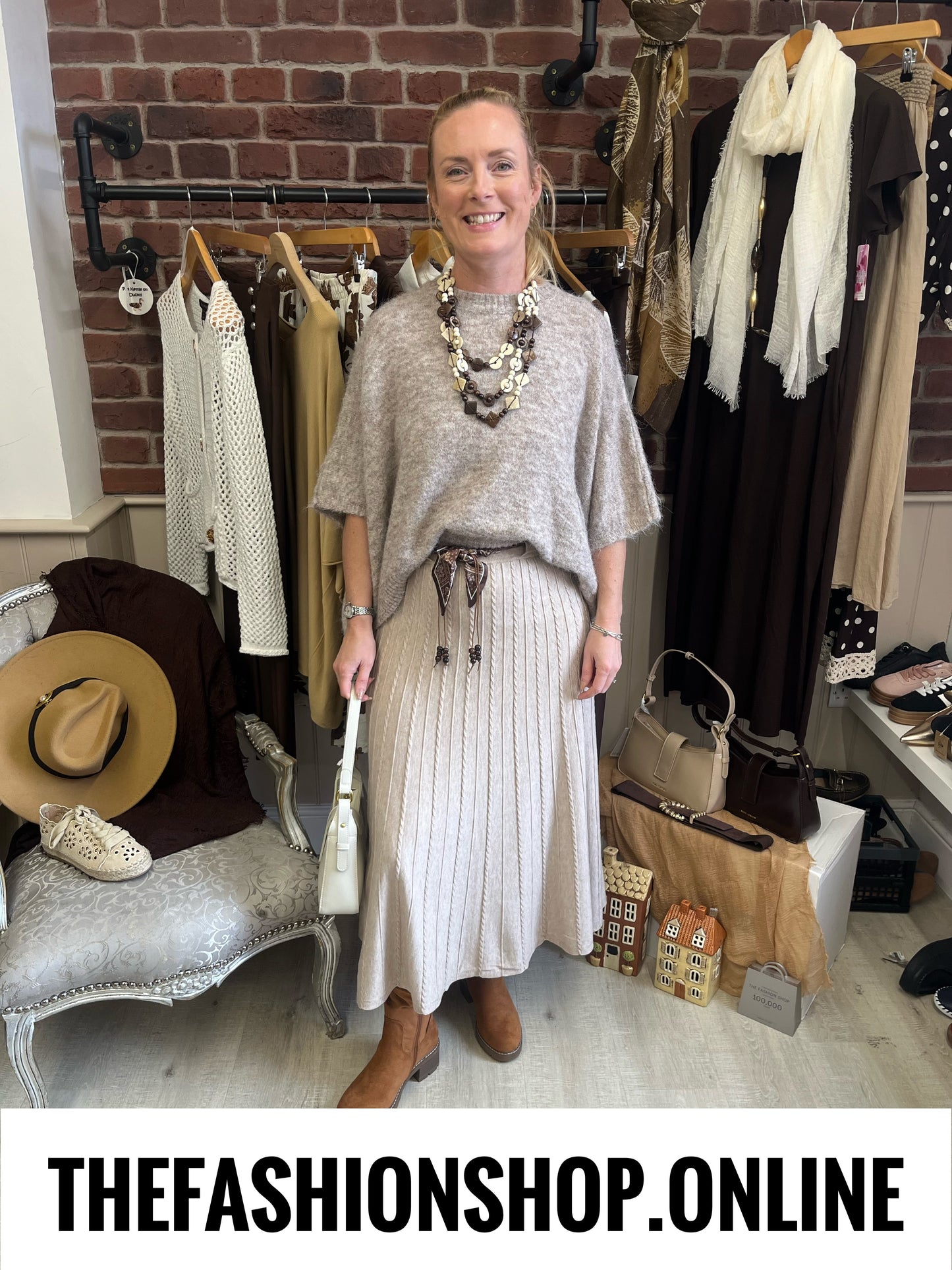 Annabelle beige knitted A line skirt 10-16