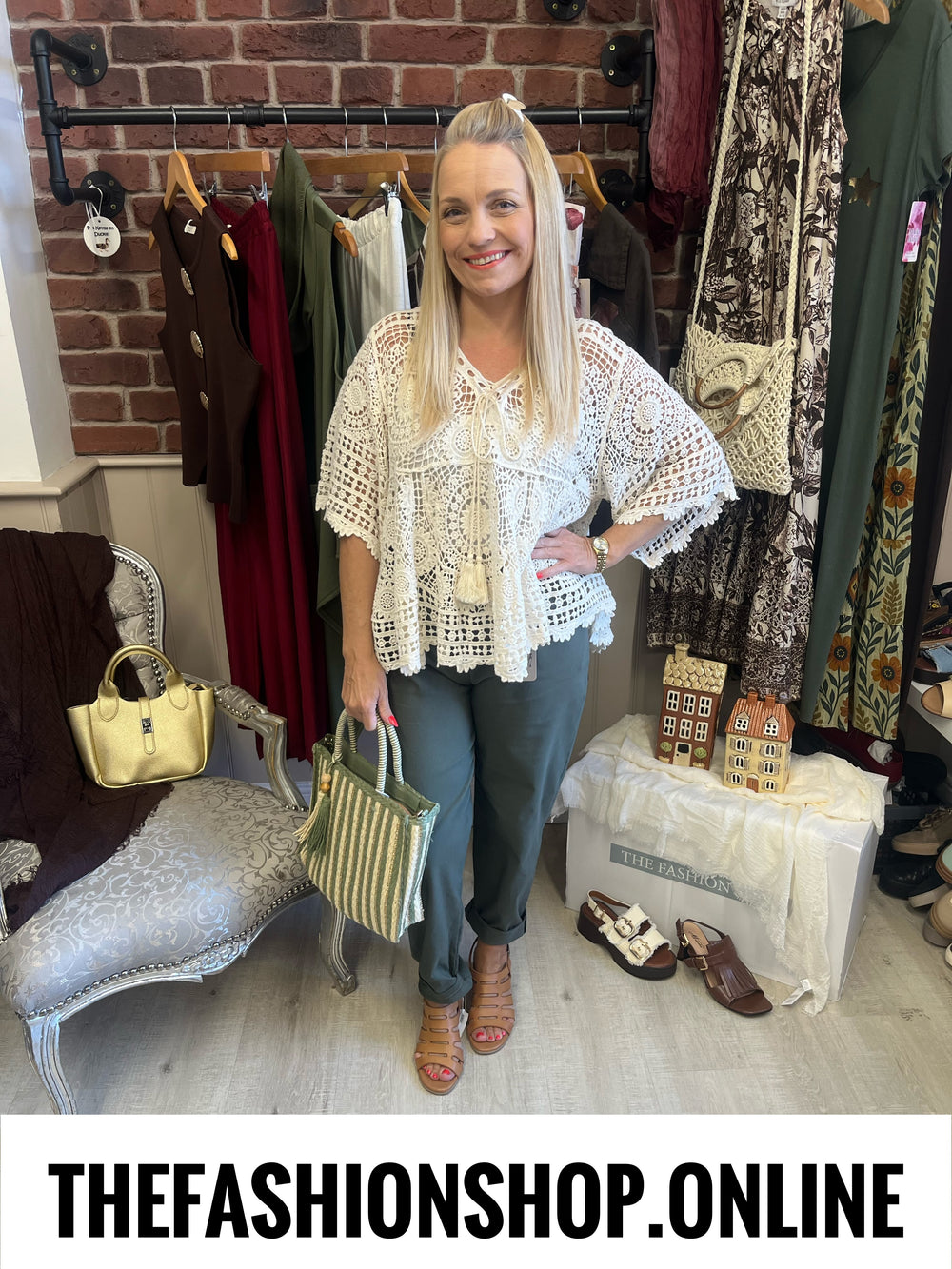 Cally khaki stretchy trousers with belt 8-16