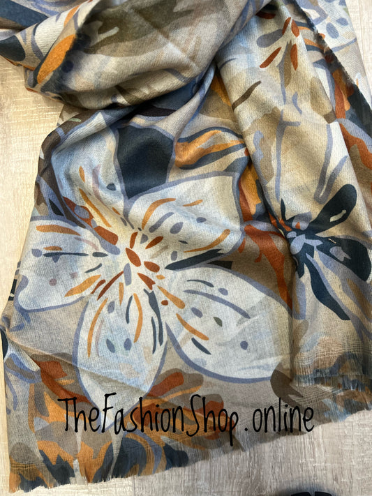 Floral scarf in autumnal colours
