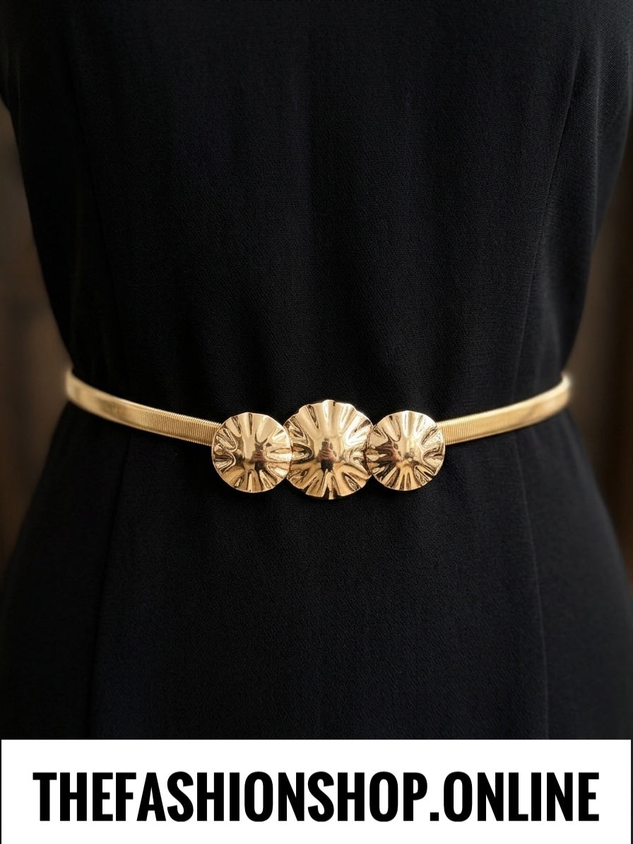 The Trio Elasticated Belt in Gold