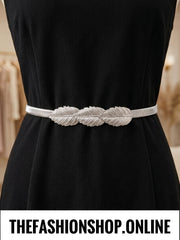 The Three Leaf Elasticated Belt in Silver