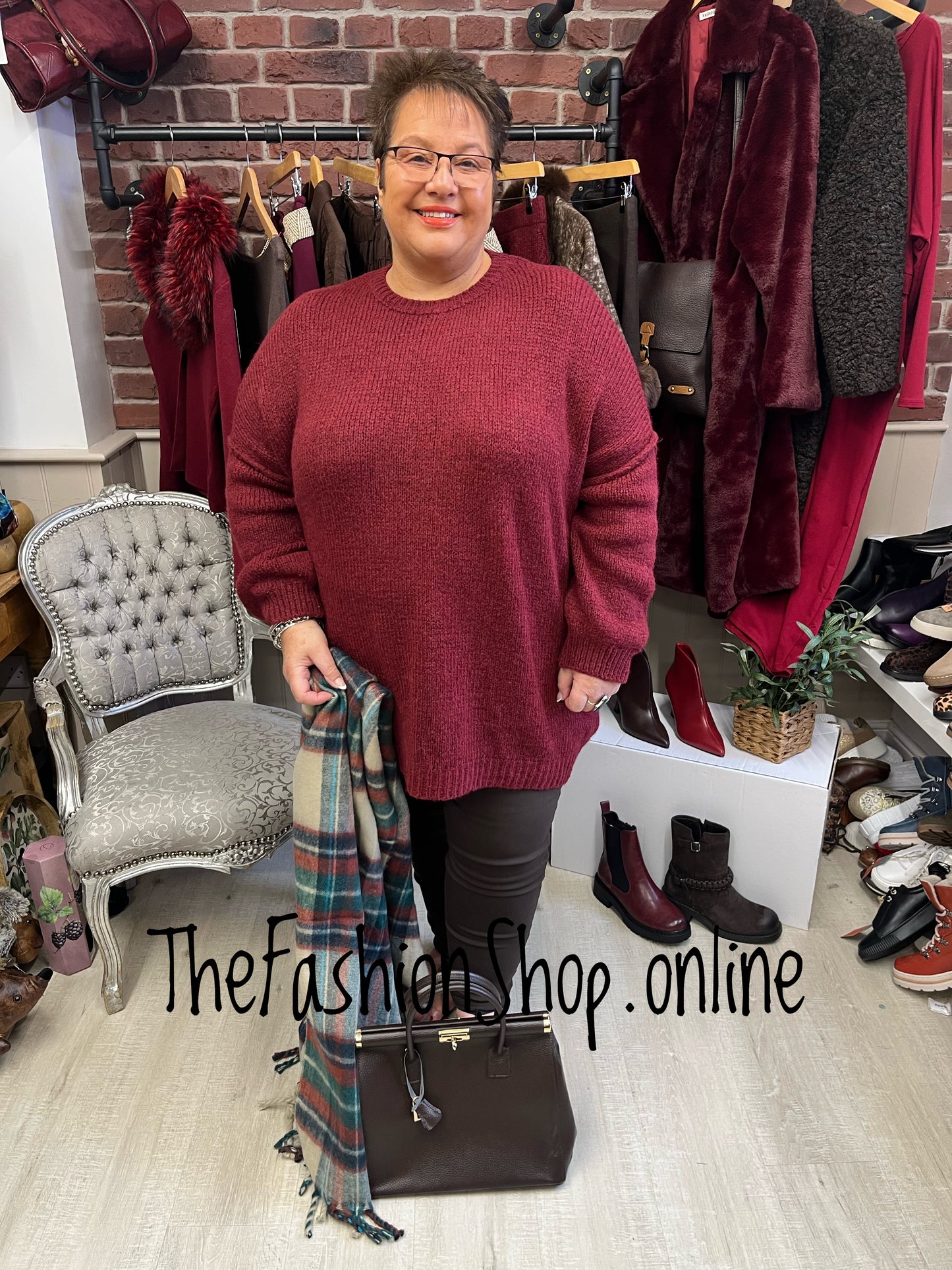 Tara Oversized Wine Jumper 16-24