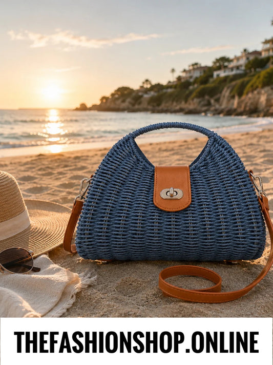 The Riviera Weave Bag in Blue