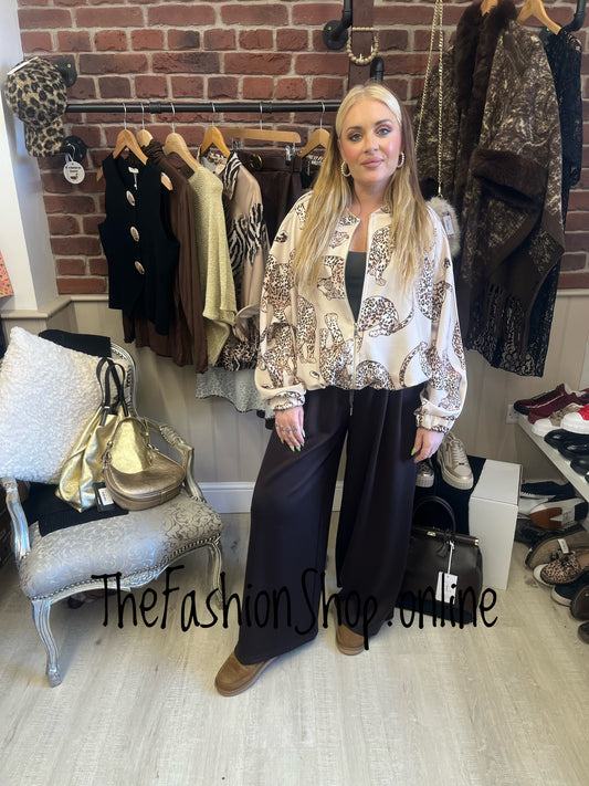 Jessica beige leopard bomber jacket 8-14