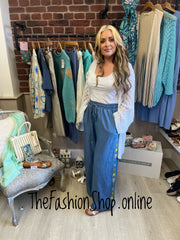 Fly Out denim embroidered seam trousers 8-18