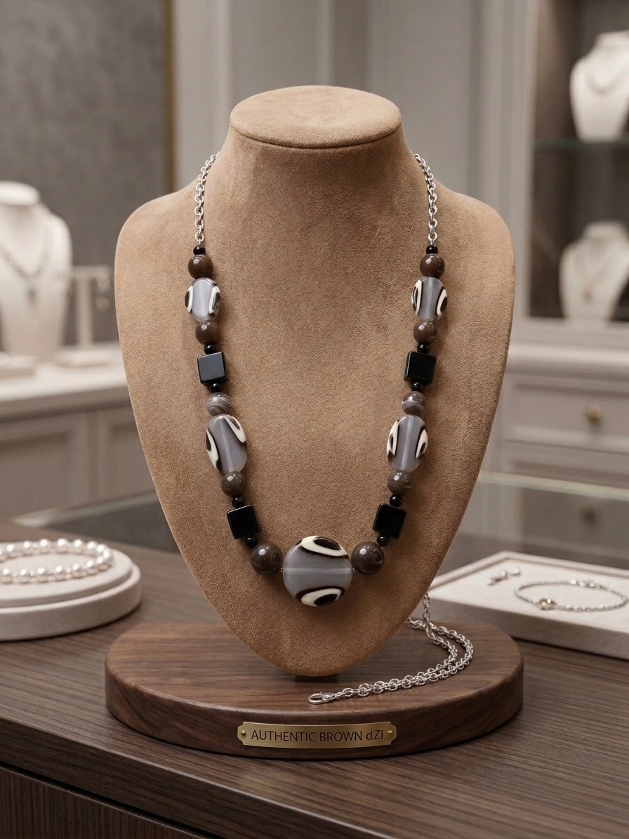 Chunky brown beaded necklace