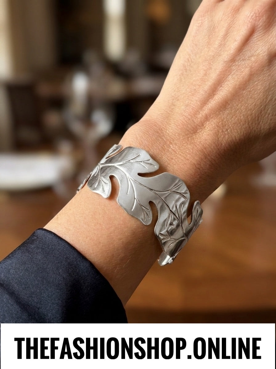 Acanthus Leaf Bracelet Cuff in Silver