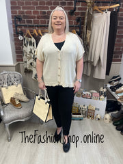 Grace cream short sleeve cardigan 16-22