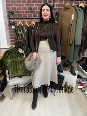 Nina brown wool mix chunky knit waistcoat 8-14
