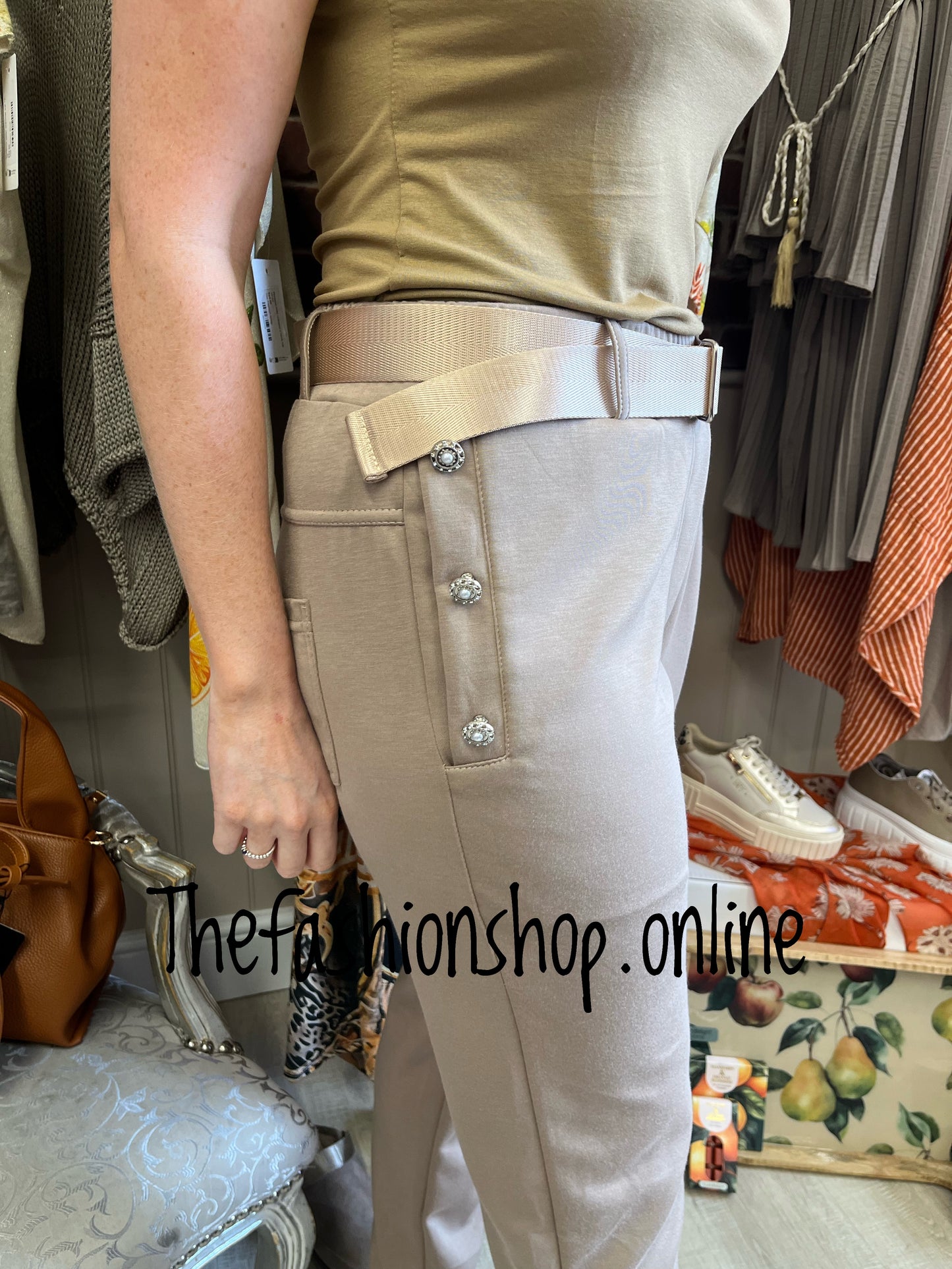 Bella mocha trousers with belt 10-16