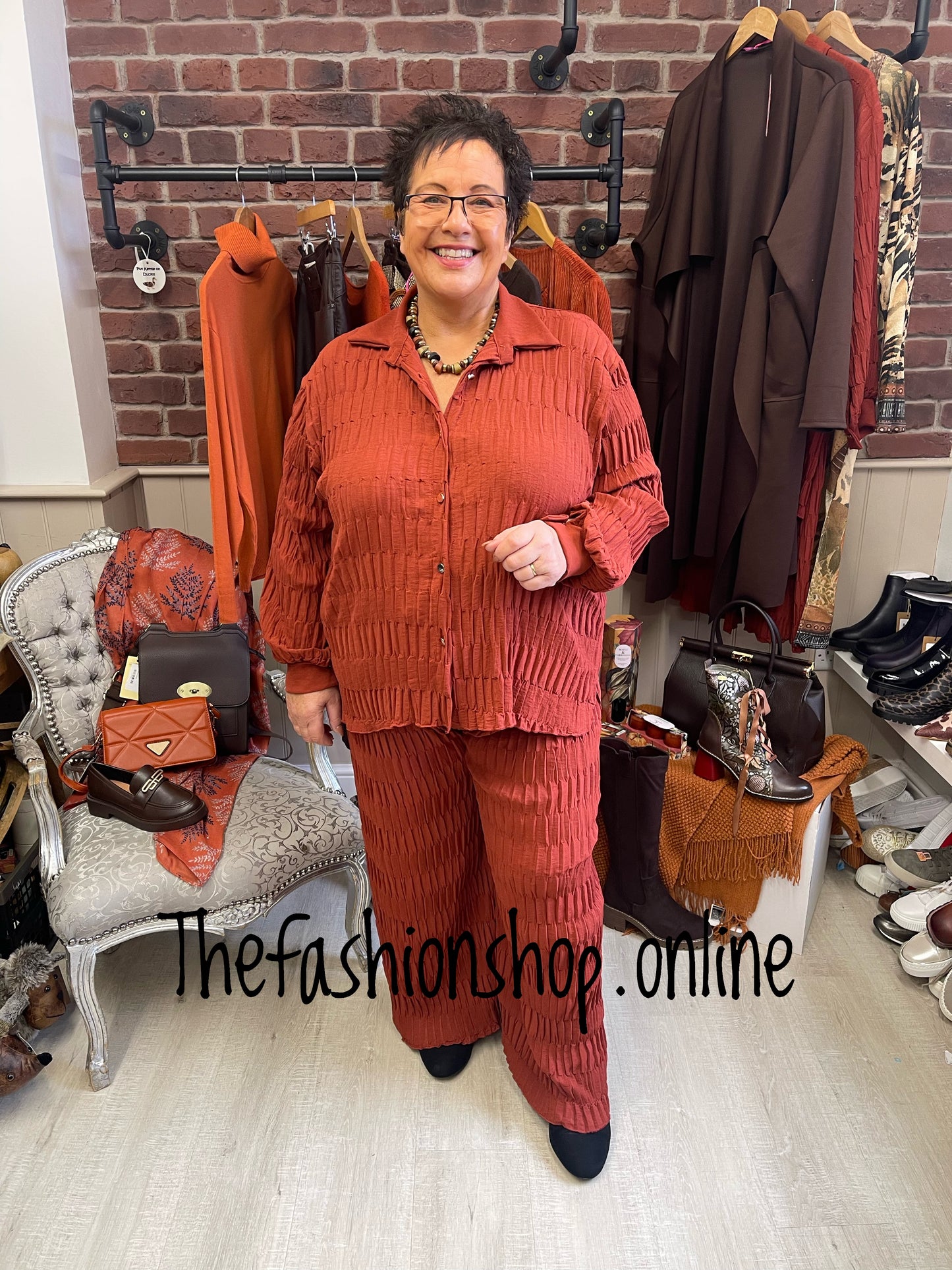 Amelia rust pin tuck co-ord 14-20