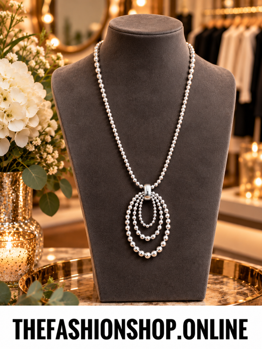 Envy silver beaded necklace with pendant