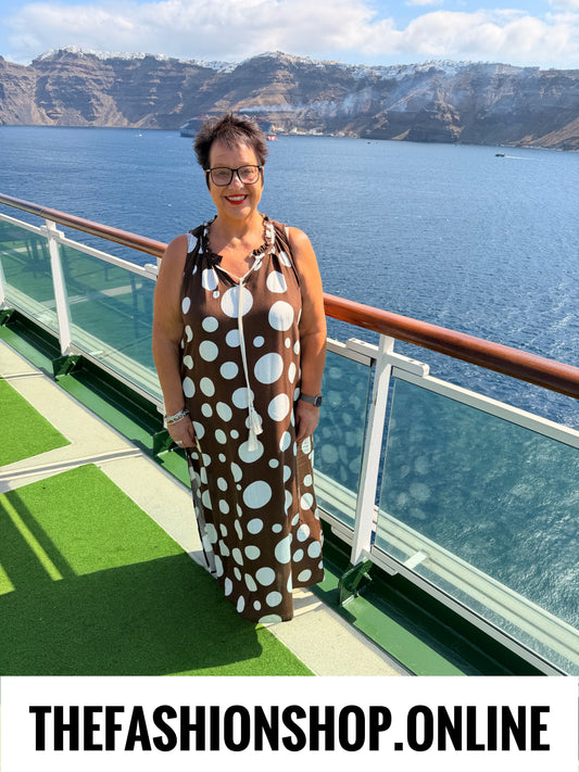 Angela brown spot dress 14-22