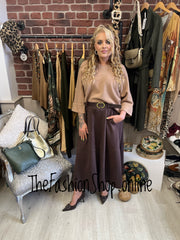 Hallie camel jumper with gold button detail 10-16