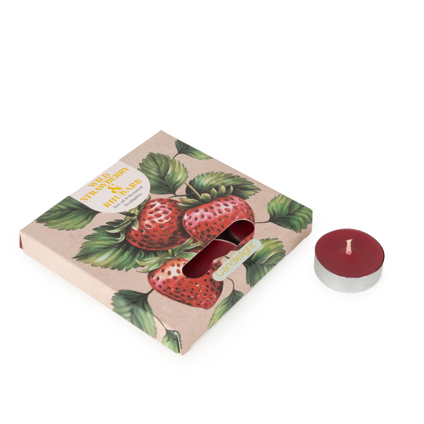 Candlelight Set of 9 Tea Lights Strawberry and Rhubarb
