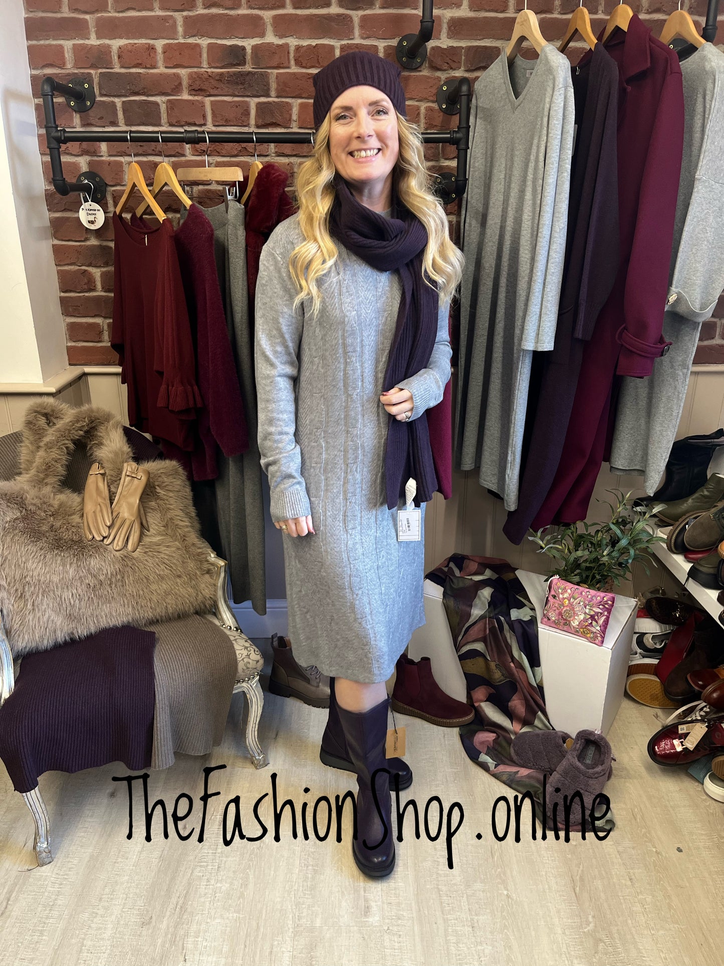 Esther grey cashmere mix jumper dress 12-16