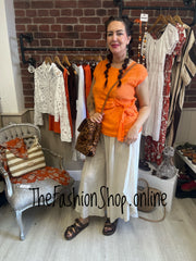 Alison orange linen side tie top 8-12