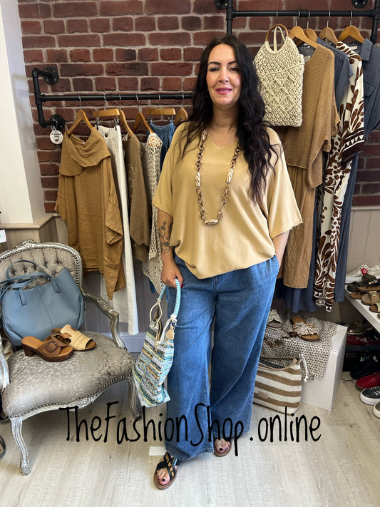 Abigail sand V neck top 16-24
