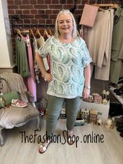 Yasmin green leaf layered top sizes 14, 16 and 18