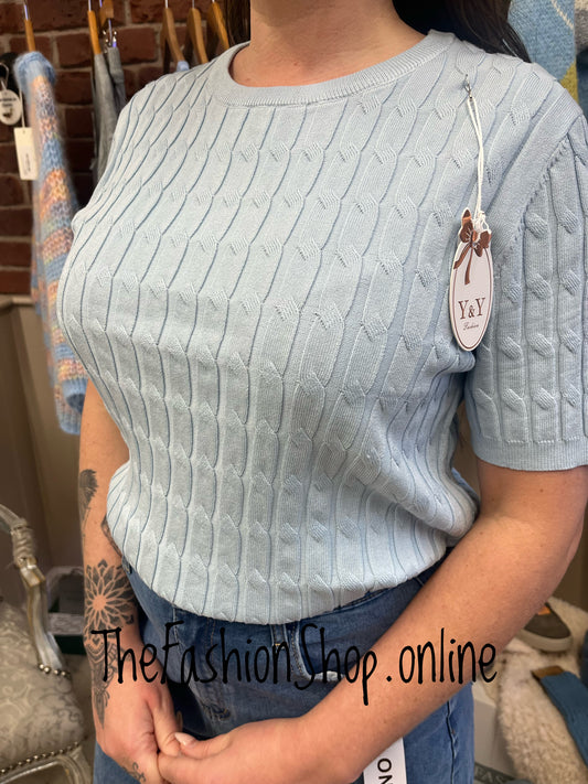 Bella blue cable knit top 8-16