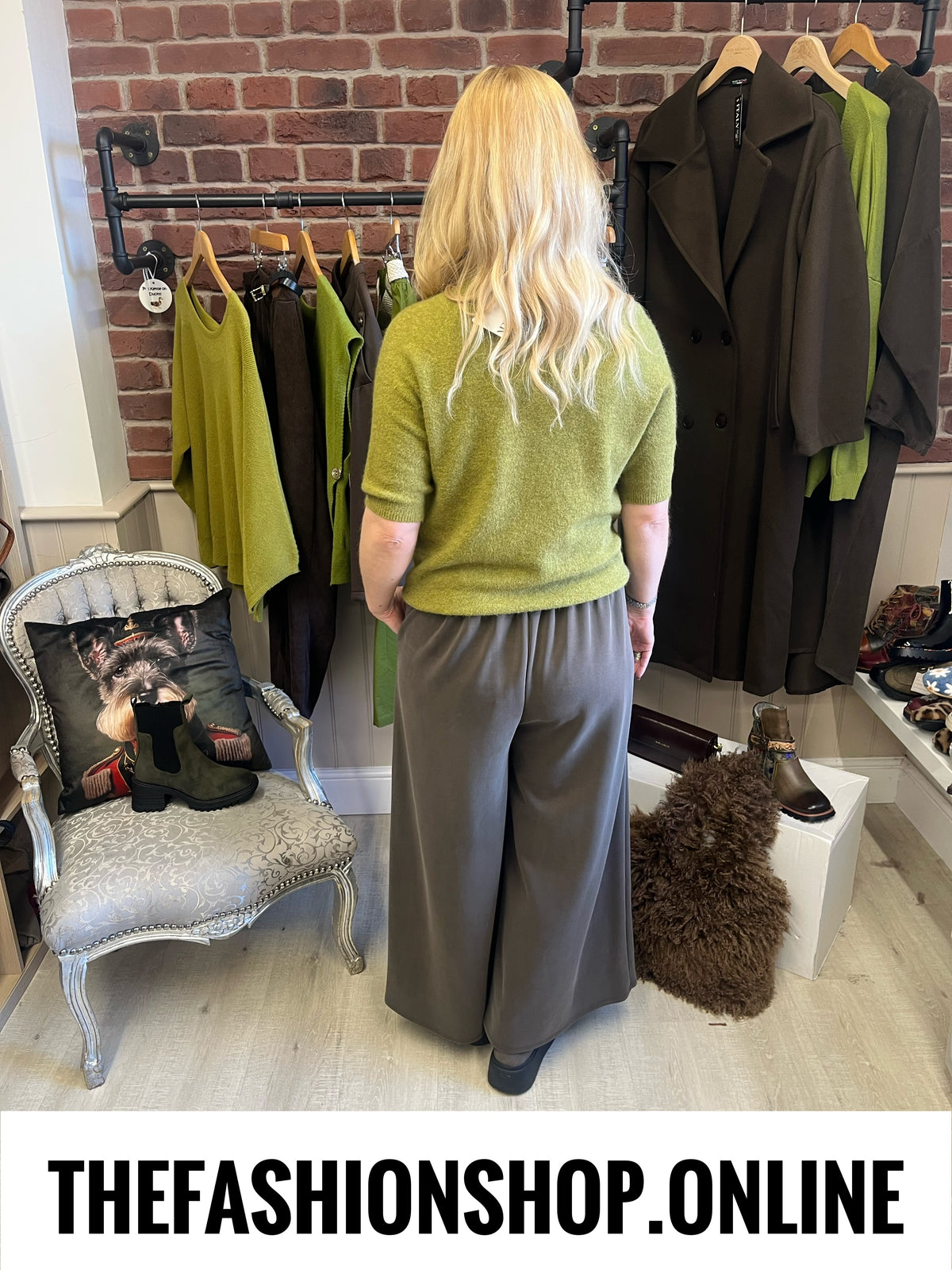 Phoebe olive short sleeved jumper 8-14