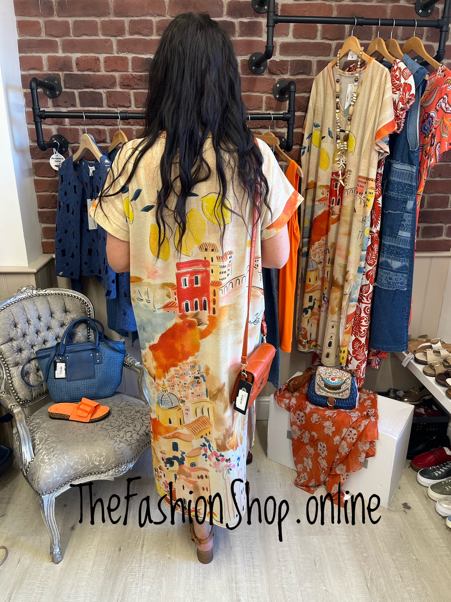 Helen orange coastal summer dress 12-18