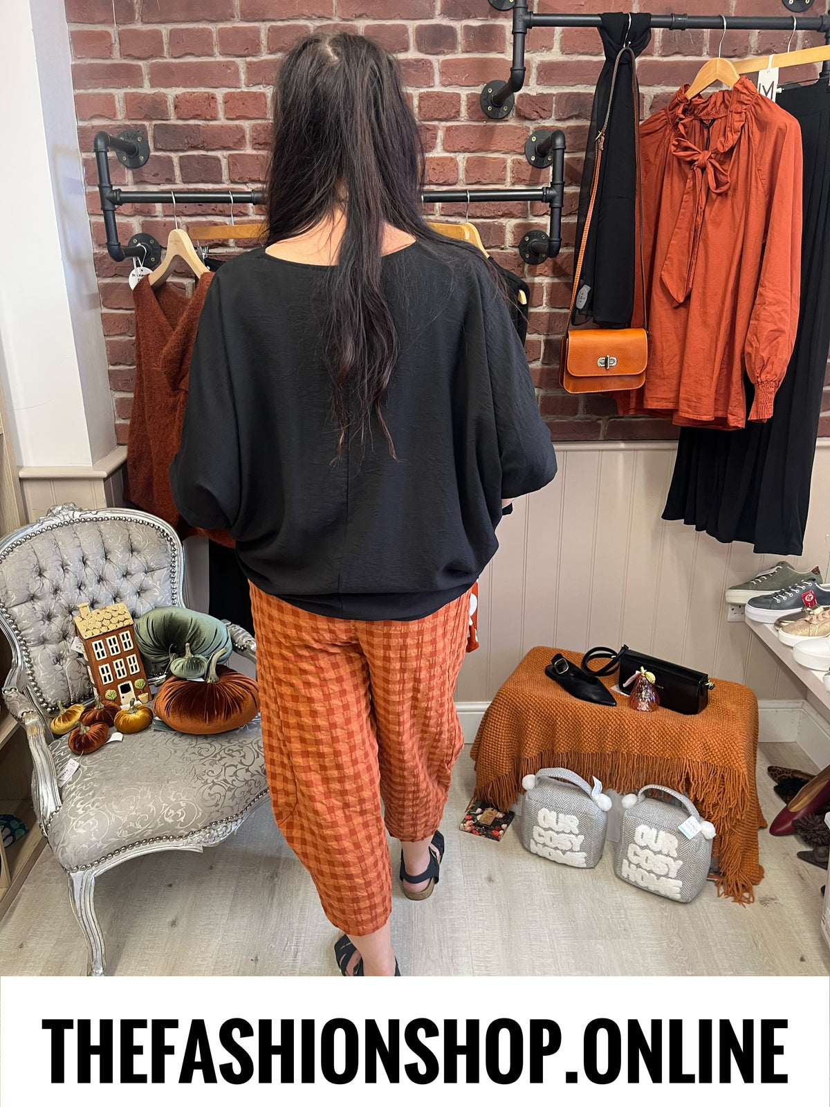 Vivian cinnamon gingham balloon trousers 10-18