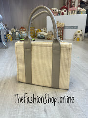St Tropez small summer bag in cream with beige