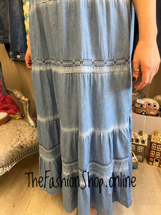 Teresa denim tiered gypsy dress 8-16
