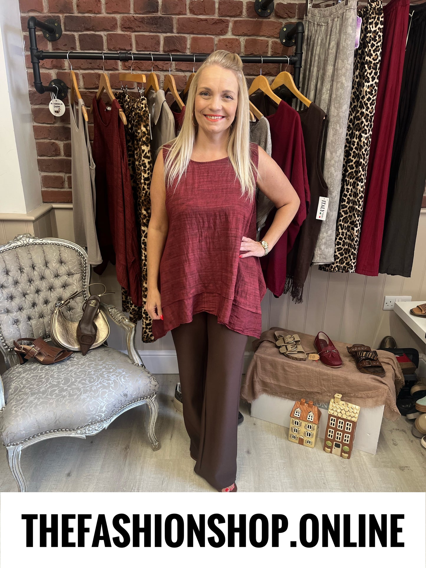 Maisie wine dipped hem top 10-16