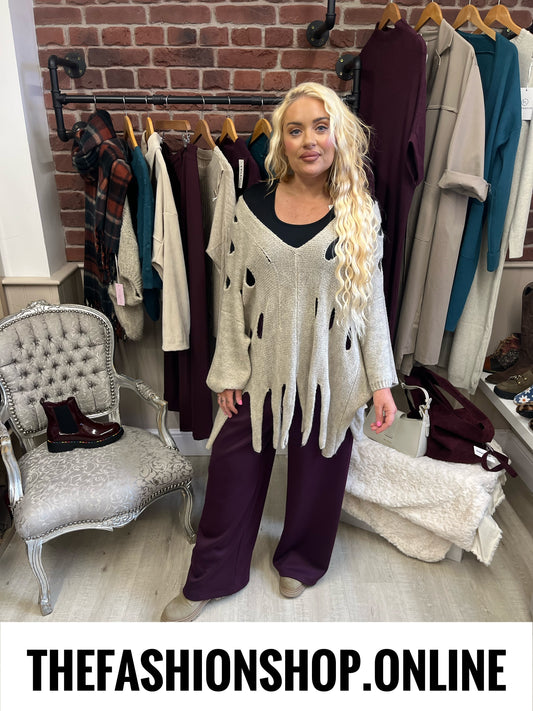 Rosalyn Stone wool mix tassel jumper 10-22