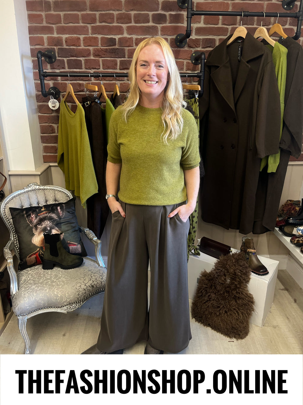 Phoebe olive short sleeved jumper 8-14