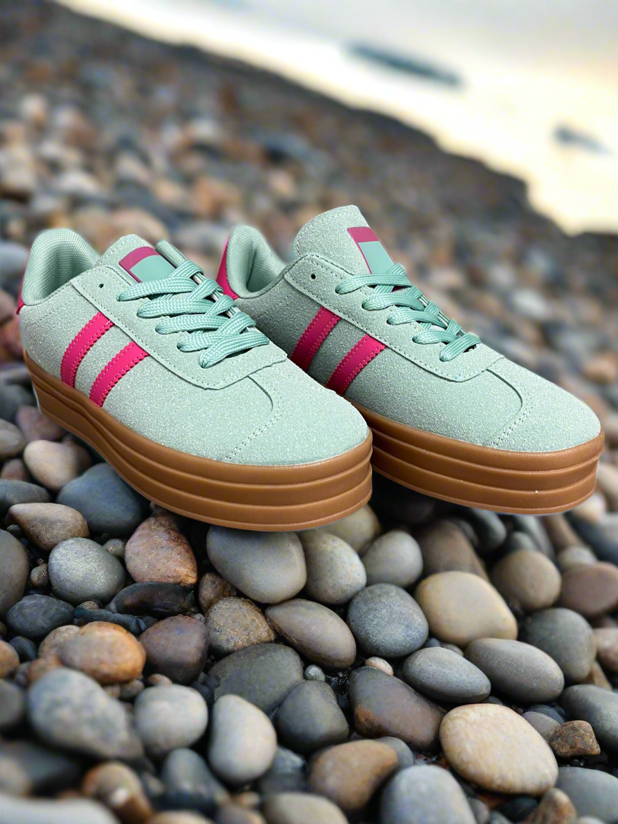 Dolly green and pink platform trainers sizes 3-7.5 (EU 36-41)
