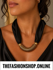 Midnight Halo Necklace/Scarf in Black and Gold