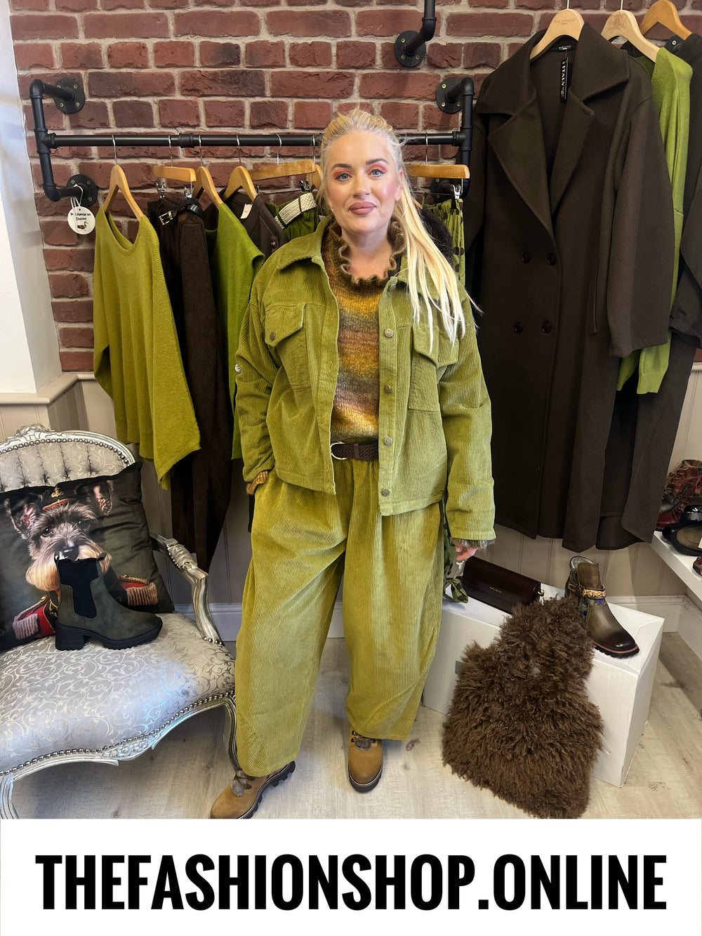 Bailey olive jumbo cord trousers 10-18