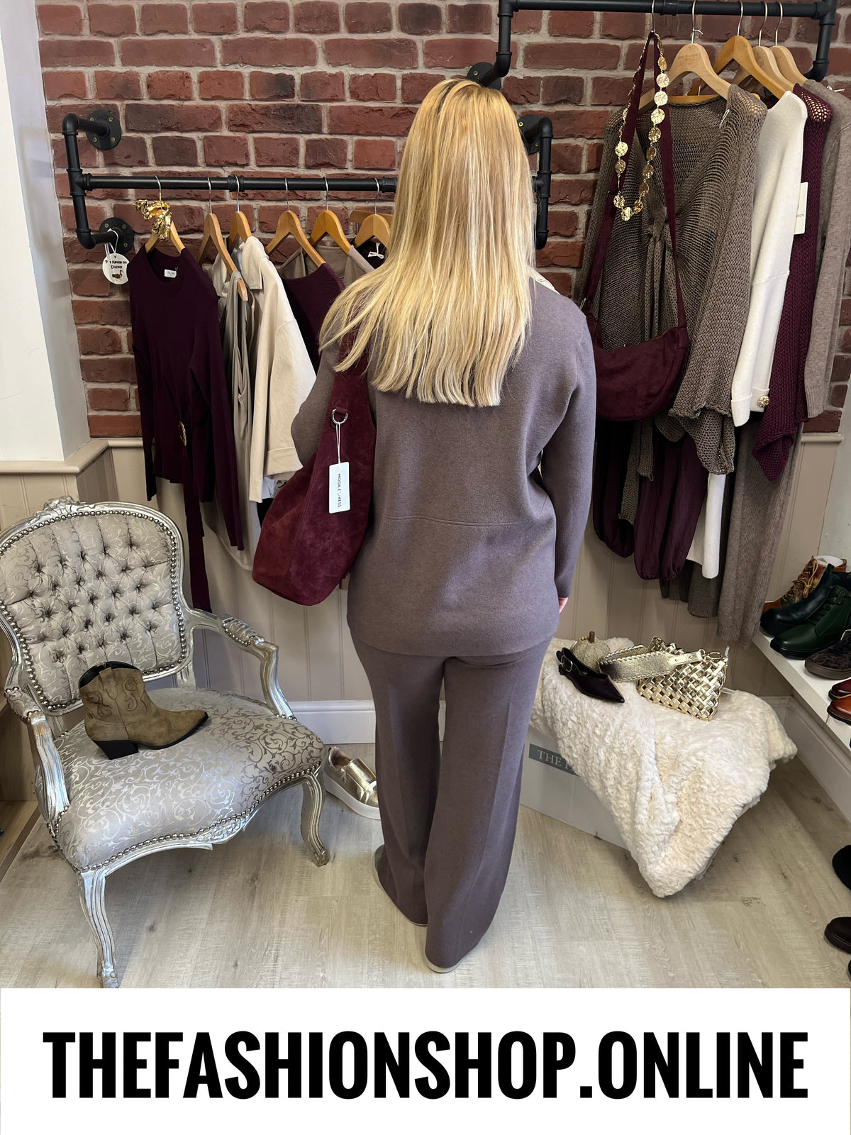 Tasha dark mocha cashmere mix co-ord 10-16