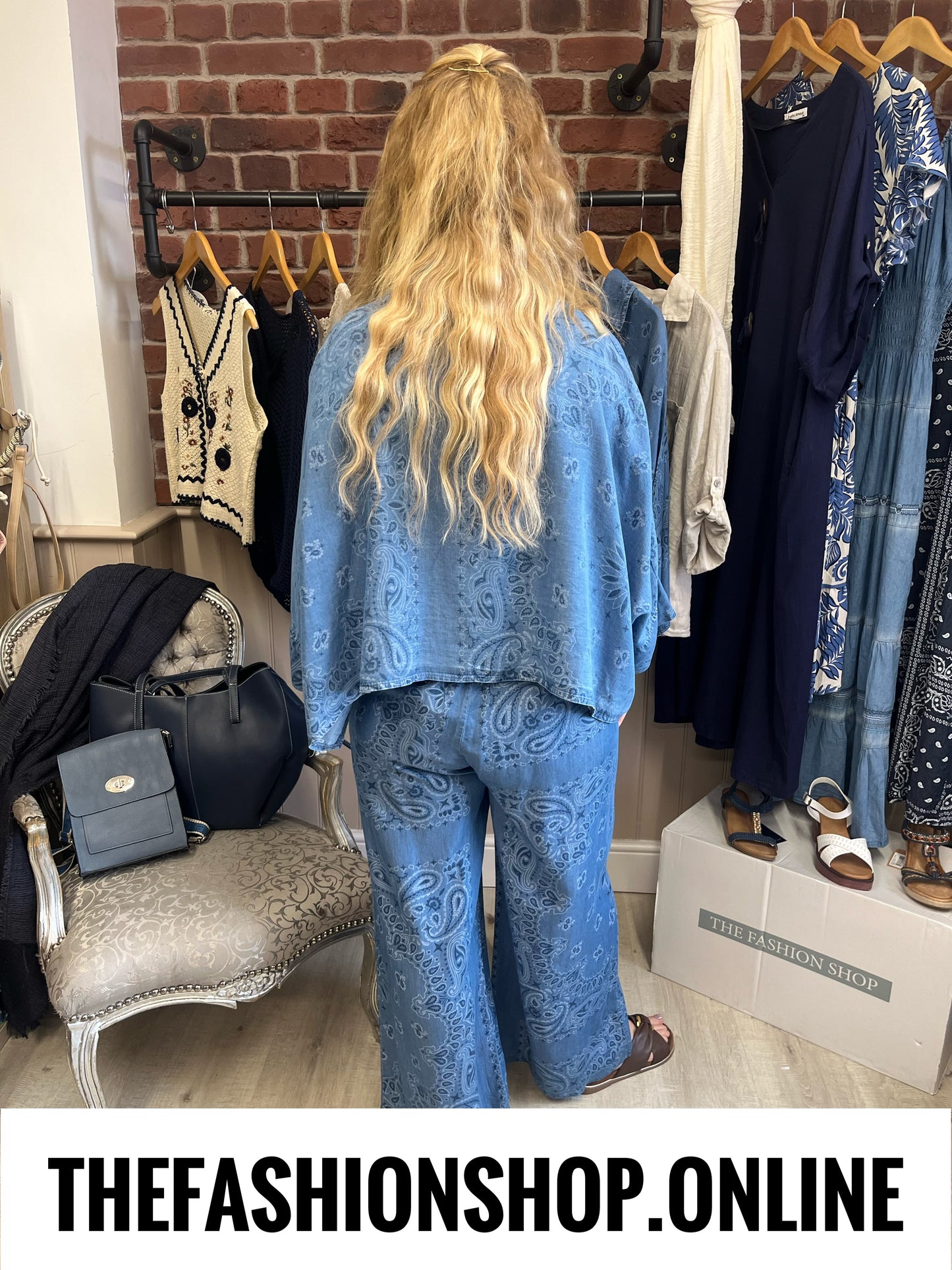 Heidi denim blue paisley trousers 8-14
