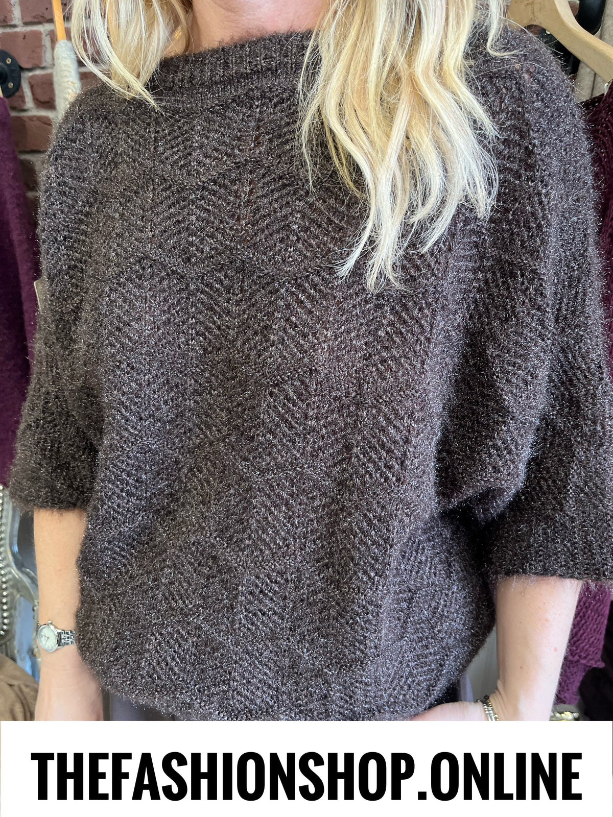 Georgia brown pointelle knit jumper 10-18