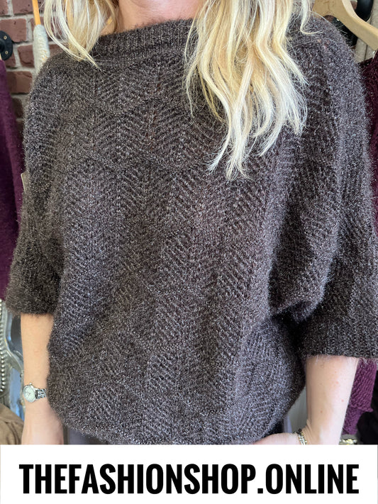 Georgia brown pointelle knit jumper 10-18