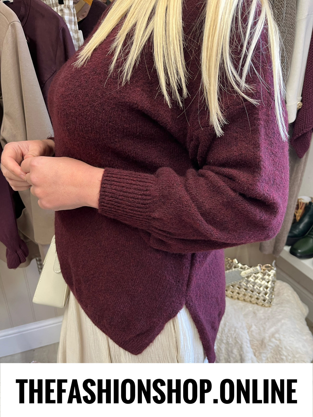 Lauren mulberry wool mix jumper 10-16