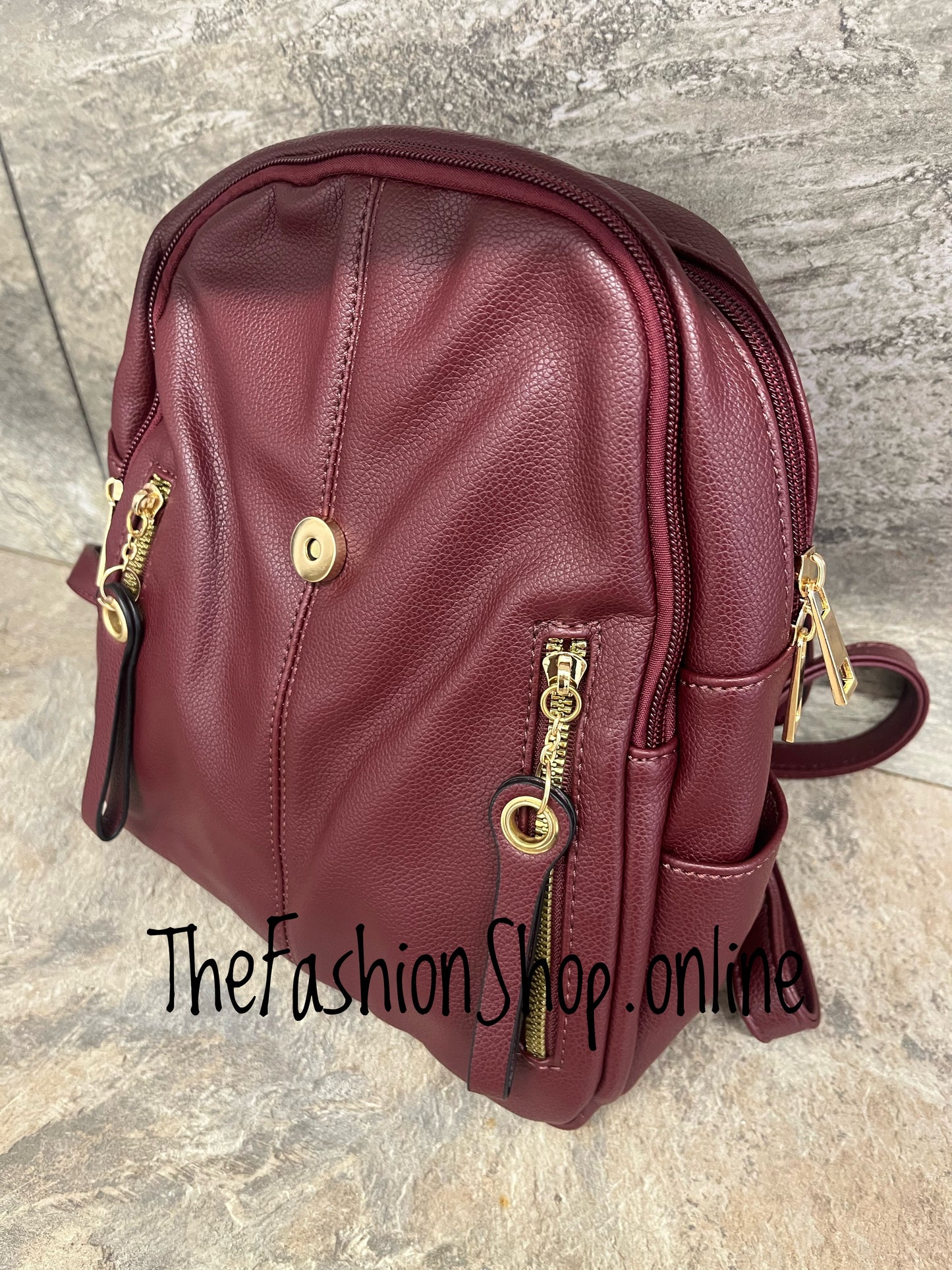 Sammy wine faux leather backpack