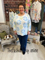 Charlotte blue and green floral jumper 14-20