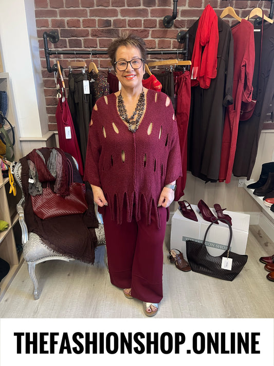 Rosalyn wine wool mix tassel jumper 10-22