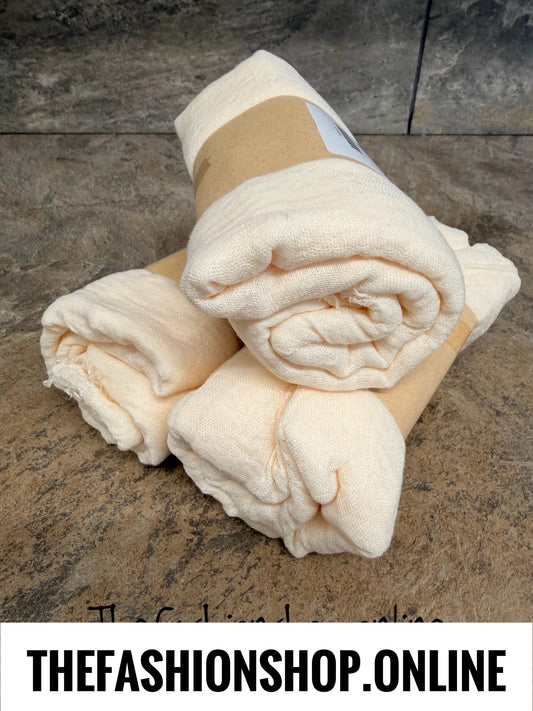 Cream fine waffle scarf