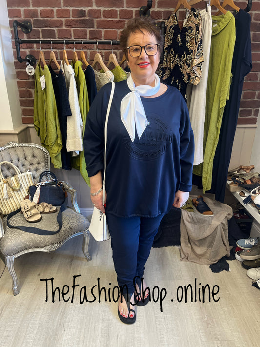 Louisa navy blue tunic top 16-24