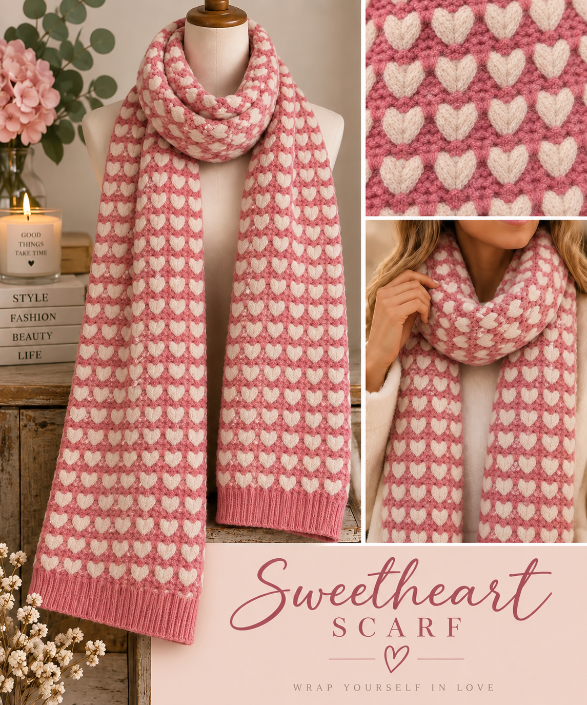 The Sweetheart Scarf in Pink